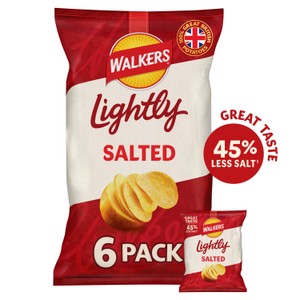 Walkers Less Salt Lightly Salted Multipack Crisps 6x25g