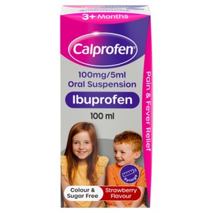 Calprofen Oral Suspension Ibuprofen Strawberry 100ml