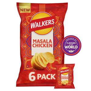 Walkers Masala Chicken Multipack Crisps 6x25g