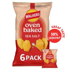 Walkers Baked Ready Salted Multipack Crisps 6x22g