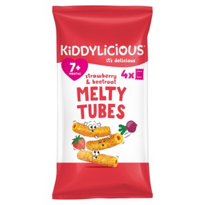Kiddylicious Strawberry & Beetroot Melty Tubes Baby Snack Multipack 7+ Months 4x10g