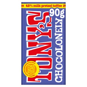 Tony's Chocolonely Milk Pretzel Toffee Small Snack Bar 90g
