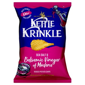 Kettle Krinkle Sea Salt & Balsamic Vinegar of Modena Ridged Potato Chips 130g