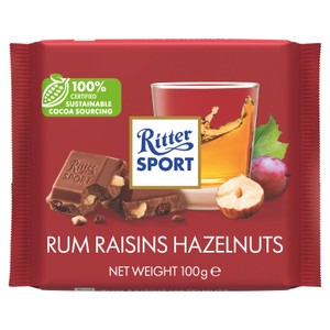 Ritter Sport Rum Raisin & Hazelnut Chocolate Bar 100g