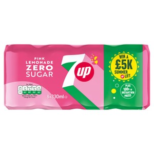 7UP Zero Sugar Pink Lemonade 8 x 330ml Cans