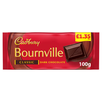 Barre de chocolat noir classique Cadbury Bournville 180 g