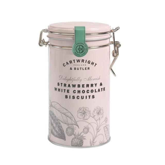 Strawberry & White Chocolate Biscuits in Tin