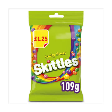 Skittles Vegan Chewy Crazy Sour Sweets Fruit Flavoured Bag 109g PMP