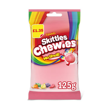 Skittles Chewies Vegan Sweets Fruit Flavoured Pouch Bag 125g PMP