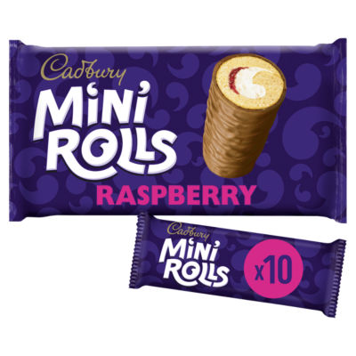Cadbury Milk Chocolate Raspberry Mini Rolls Cakes x10