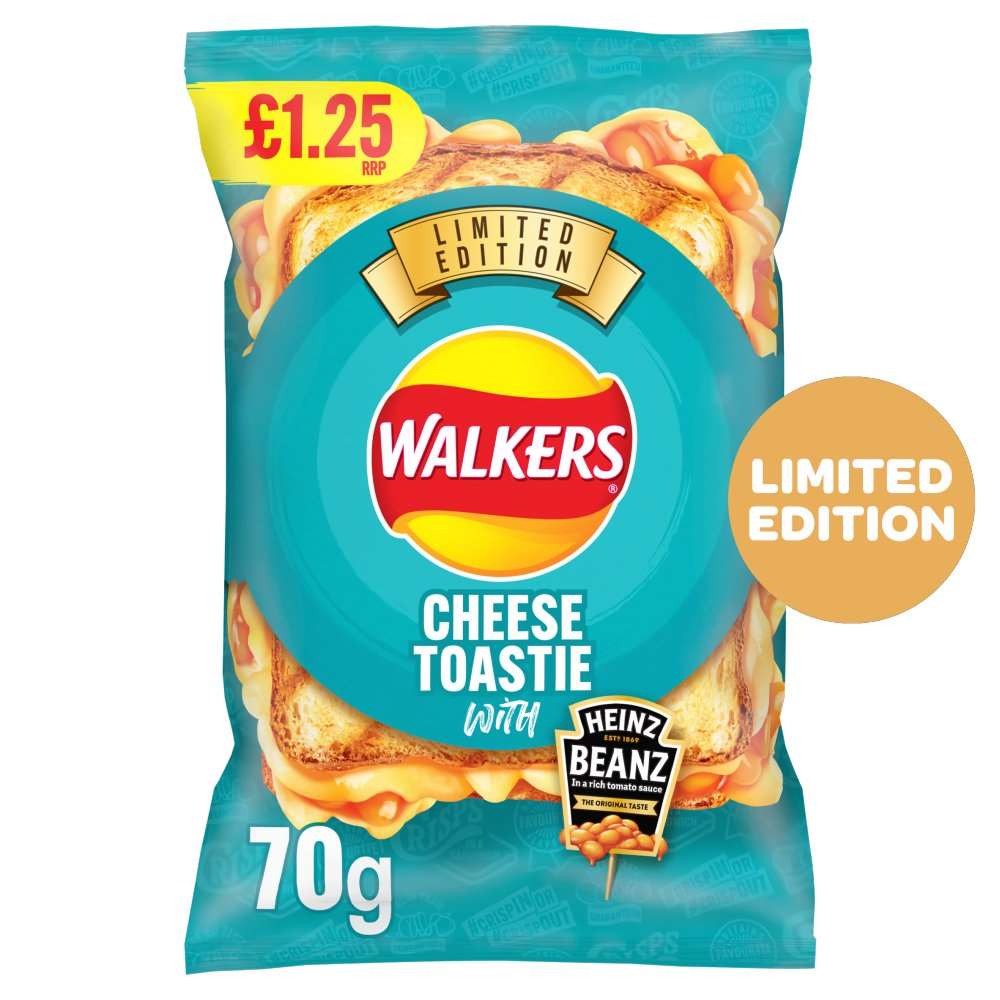 Walkers Cheese Toastie with Heinz Baked Beans Sharing Bag Crisps PMP 70g x 1 Bag