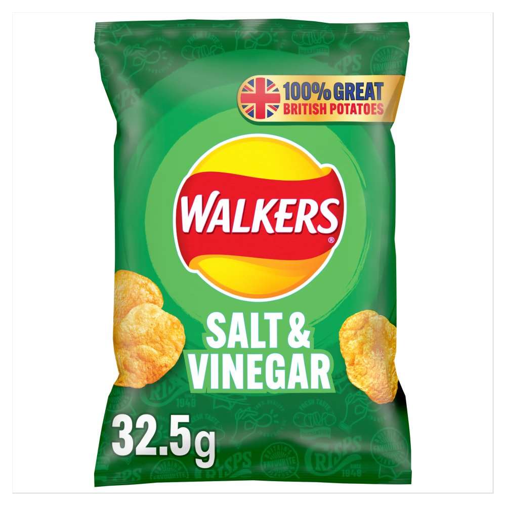 Walkers Salt & Vinegar Crisps 32.5g x 1 Bag