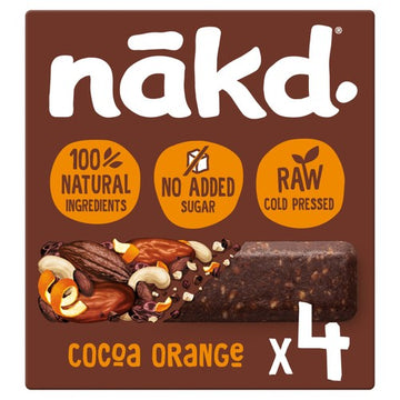 Nakd Cocoa Orange Fruit & Nut Bars Multipack 4x35g