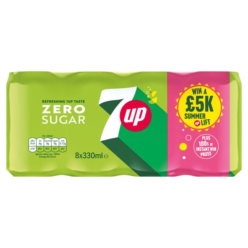 7UP Zero Sugar Lemon & Lime 8 x 330ml Cans