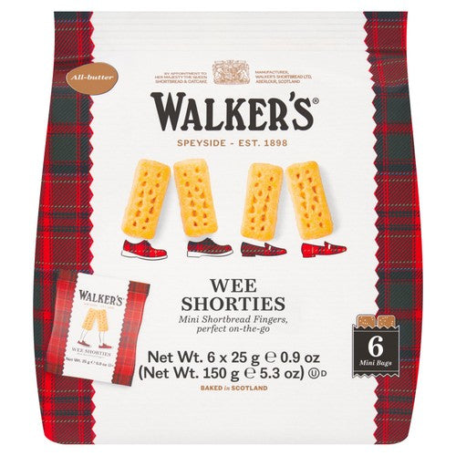 Walkers Shortbread Wee Shorties Mini Shortbread Fingers Multipack 6x25g
