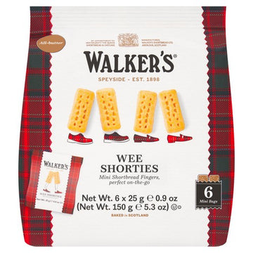 Walkers Shortbread Wee Shorties Mini Shortbread Fingers Multipack 6x25g