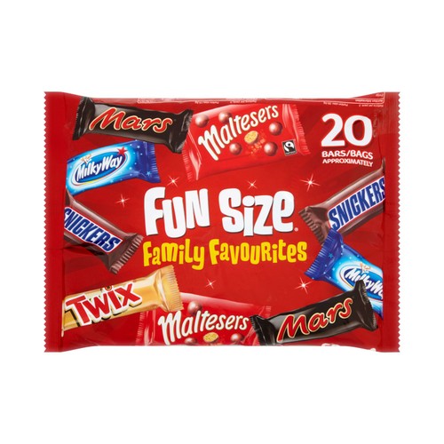 Mars Snickers Twix Maltesers & Milky Way Funsize Milk Chocolate Bars 20 Packs