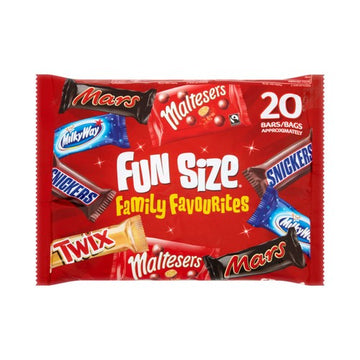 Mars Snickers Twix Maltesers & Milky Way Funsize Milk Chocolate Bars 20 Packs