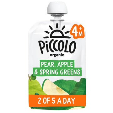 Piccolo Pear, Apple & Spring Green Baby Food Pouch 4+ Months 100g