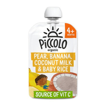 Piccolo Pear, Banana, Coconut Milk & Baby Rice Baby Food Pouch 4+ Months 100g