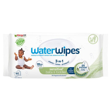 WaterWipes Baby Wipes Sensitive Weaning Plastic Free Wipes 60 Wipes