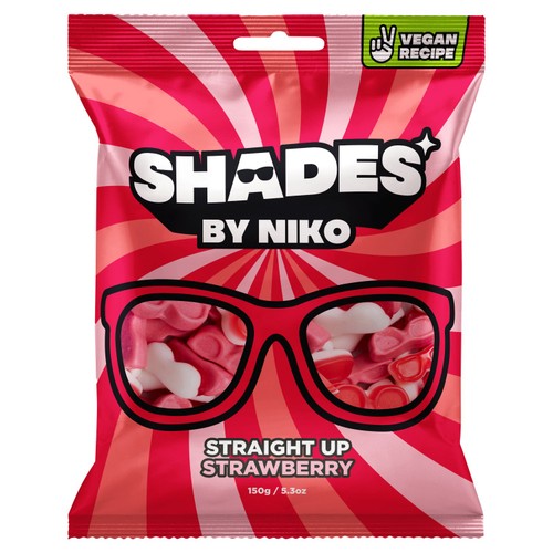 Shades by Niko Straight Up Strawberry Flavour Sweets 150g