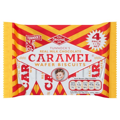 Tunnock's Milk Chocolate Caramel Wafers 4 x 30g