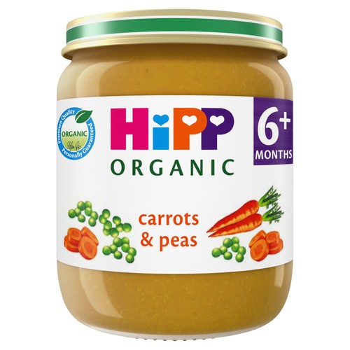 HiPP Organic Carrots & Peas Baby Food Jar 6+ Months 125g