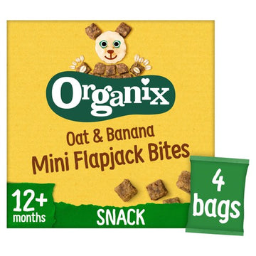 Organix Oat & Banana Mini Flapjack Bites Toddler Snack Multipack 12+ Months
