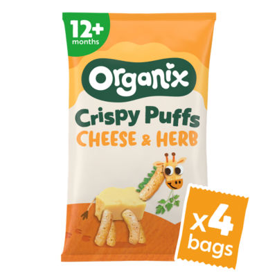 Organix Cheese & Herb Crispy Puffs Toddler Snack Multipack 12+ Months 4x15g