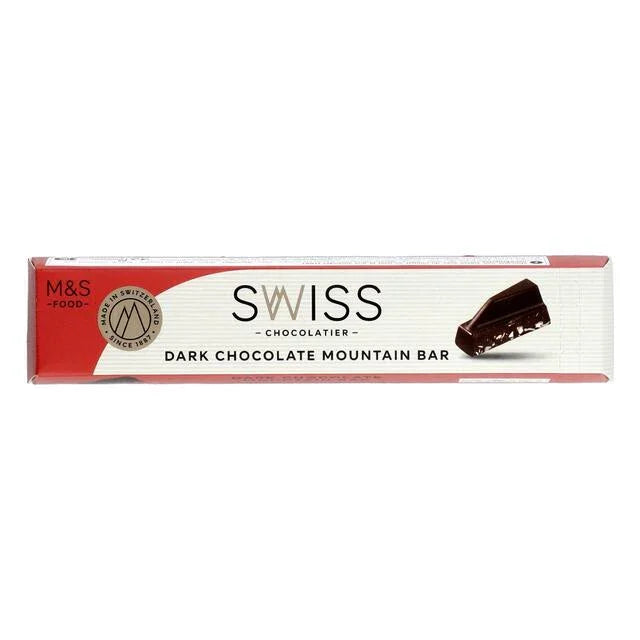 M&S Swiss Dark Chocolate Mountain Bar 100g - Rich Almond Nougat