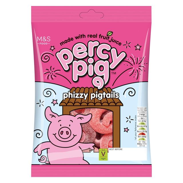 M&S Percy Pig Phizzy Pigtails 170g | British Cravings