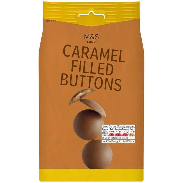 Delicious M&S Caramel Filled Chocolate Buttons - 150g Pack