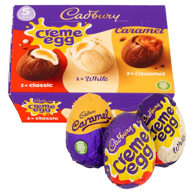 Cadbury Chocolate Mixed White Creme Egg, Caramel & Creme Egg 200g