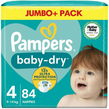 Pampers Baby Dry Jumbo+ Pack Nappies Size 4, 9kg-14kg x84
