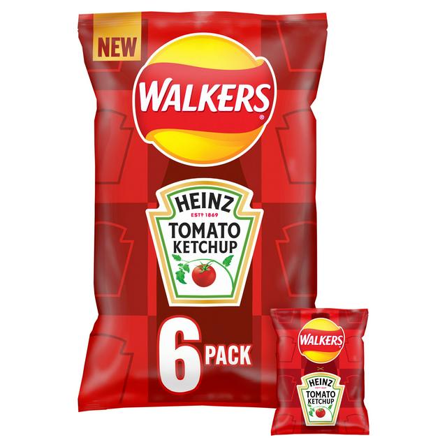 Walkers Heinz Tomato Ketchup Multipack Crisps 6 x 25g