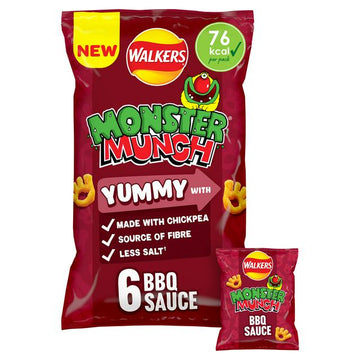 Walkers Monster Munch BBQ Sauce Multipack Chickpea Crisps 6x16g