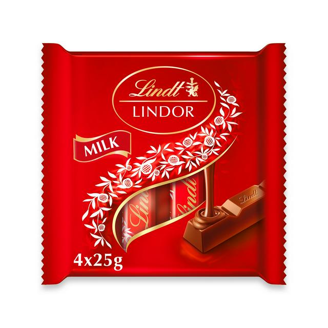 Lindt Lindor Milk Chocolate Bars 4x25g