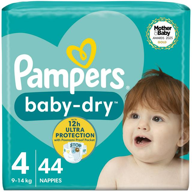 Pampers Baby-Dry Size 4, 44 Nappies, 9-14kg, Essential Pack