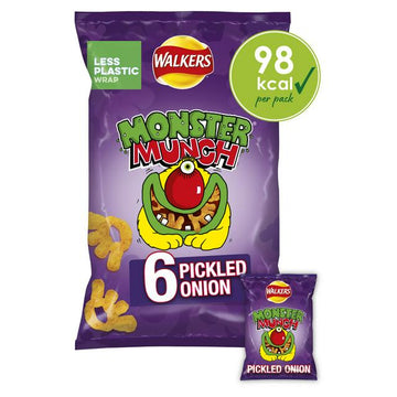 Walkers Monster Munch Pickled Onion Multipack Crisps Snacks 6x20g