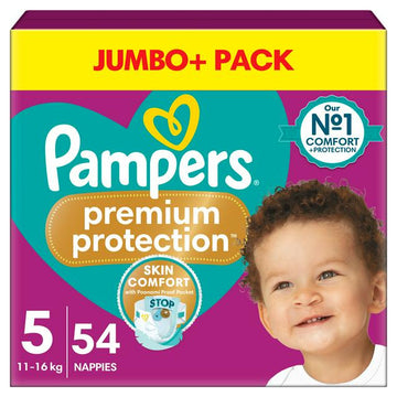 Pampers Premium Protection Jumbo+ Pack Nappies Size 5, 11kg-16kg x54
