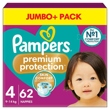 Pampers Premium Protection Jumbo+ Pack Nappies Size 4, 9kg-14kg x62