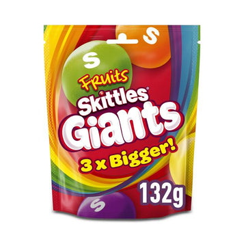 Skittles Giants Vegan Chewy Sweets Fruit Flavoured Pouch Bag 132g