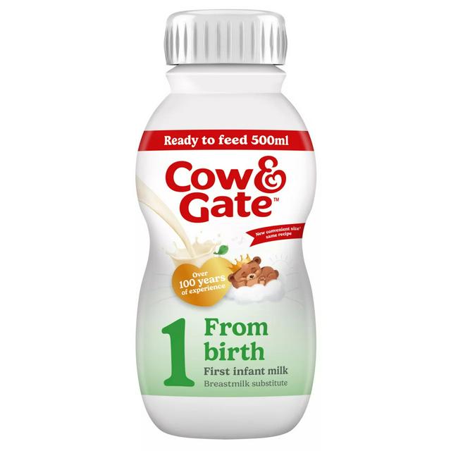 Cow & Gate 1 First Infant Baby Milk Formula Liquid Ready to Feed From Birth 500ml