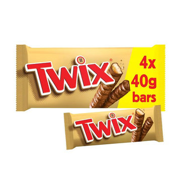 Twix Caramel & Milk Chocolate Fingers Twin Biscuit Snack Bars Multipack 4x40g