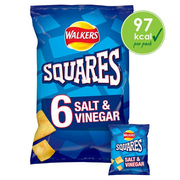 Walkers Squares Salt & Vinegar Multipack Crisps 6x22g