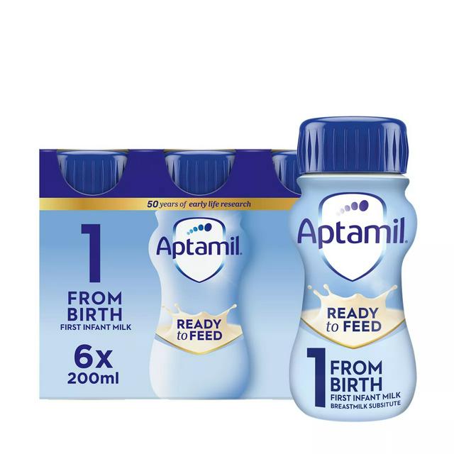 Aptamil 1 First Infant Baby Milk Formula Liquid Ready to Feed From Birth 6x200ml