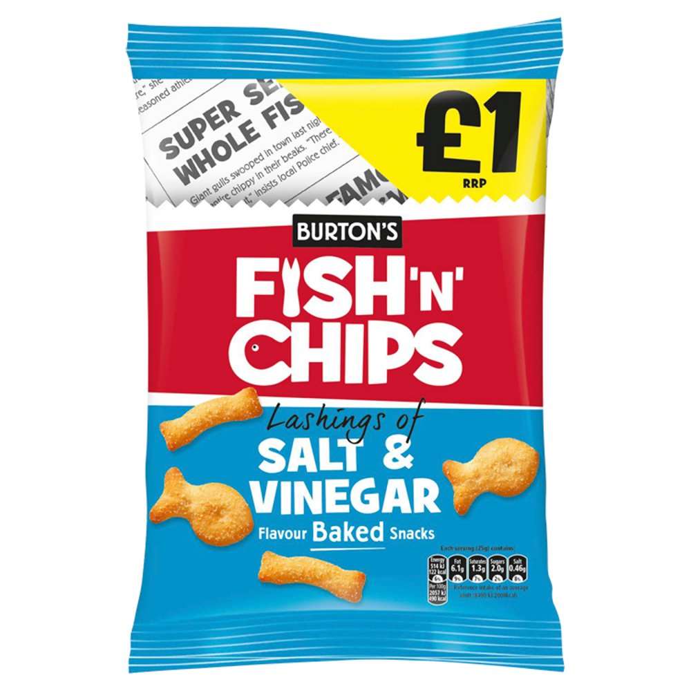 Burton's Fish'N' Chips Salt & Vinegar Flavour 125g x 1 Bag