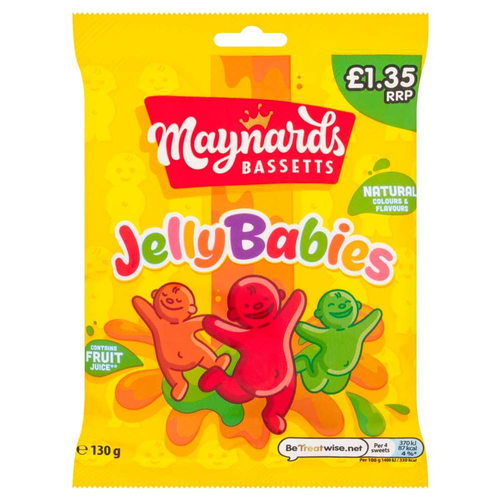 Maynards Bassetts Jelly Babies Sweets Bag 130g PMP