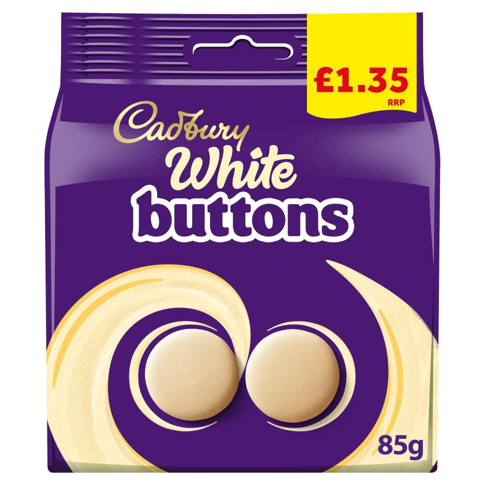 Cadbury White Buttons Giant Chocolate Bag 85g PMP